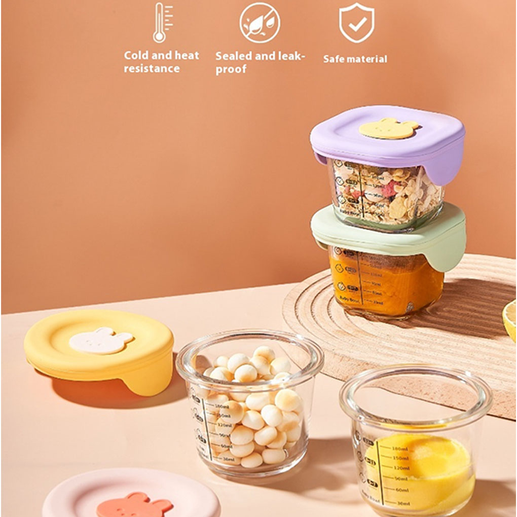 Baby Food Jars With Lids - Набор из 4-х стеклянных баночек для